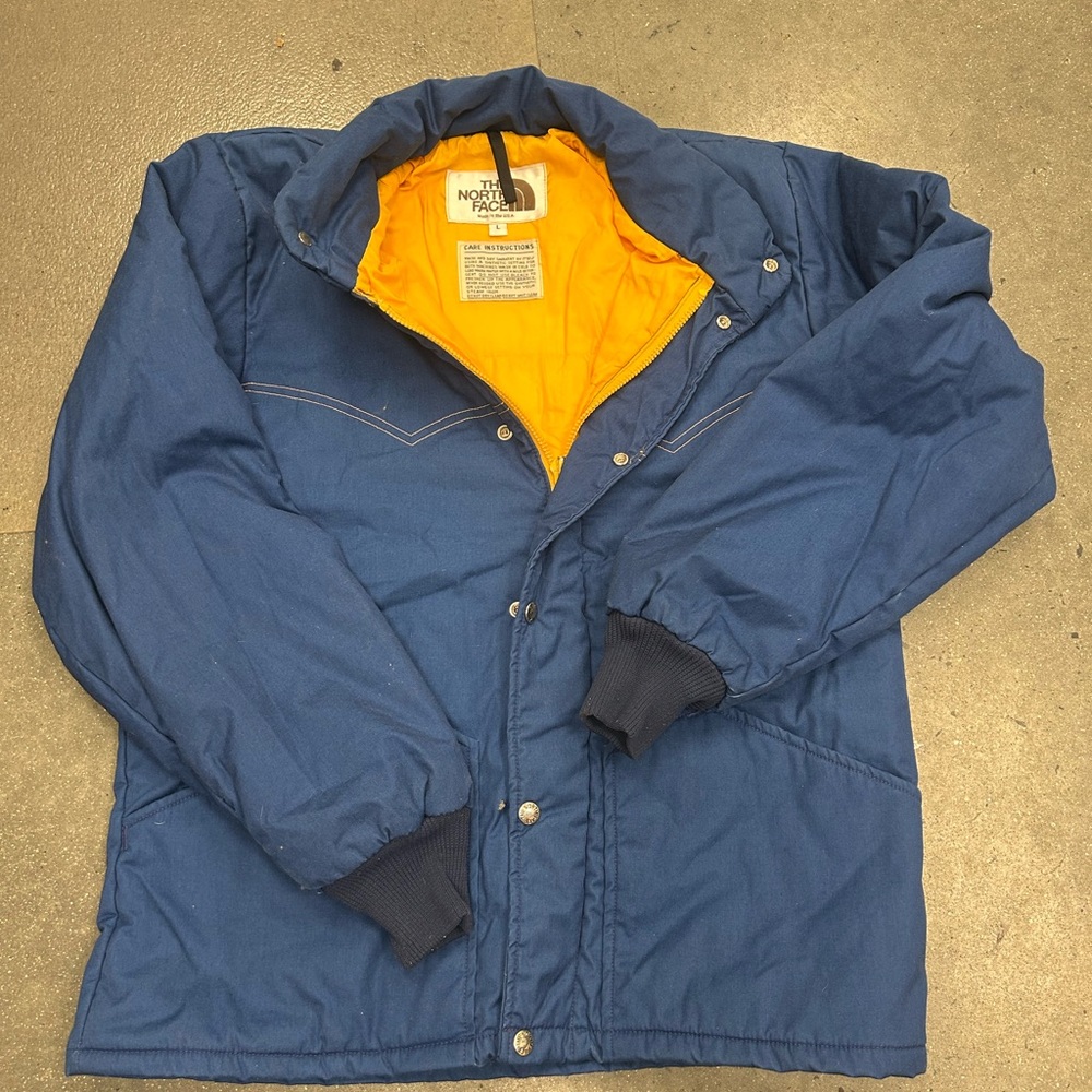 VTG North Face Puffer Jacket "Brown Label" - Blue / Yellow - Small USA